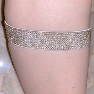 Victoria’s Secret White  Band bracelet with Silver Crystal Sparkles‎ Adjustable